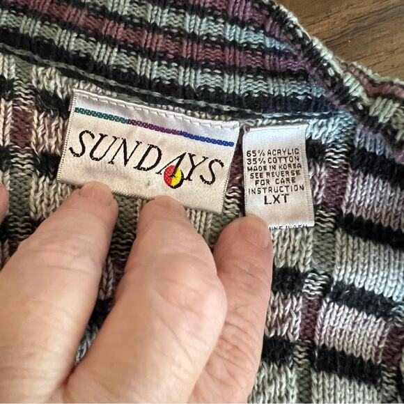 Vintage 80s Oversized Funky Print Grandpa Cardigan Sweater - Picture 4 of 4